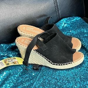 TOMS Black Wedge Sandals